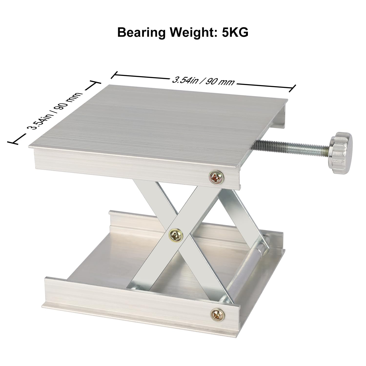 stonylab Laborschere Hubtisch, 90 x 90 mm Aluminiumlegierung Laborstütze Hubtisch Plattform, Höhenverstellbarer Bereich 20-85 mm, Tragfähigkeit 5 kg