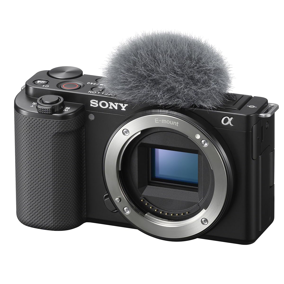 Sony Alpha ZV-E10 - APS-C Interchangeable Lens Mirrorless Vlog Camera Kit - Black: Black Base w/ Mic ECM-S1
