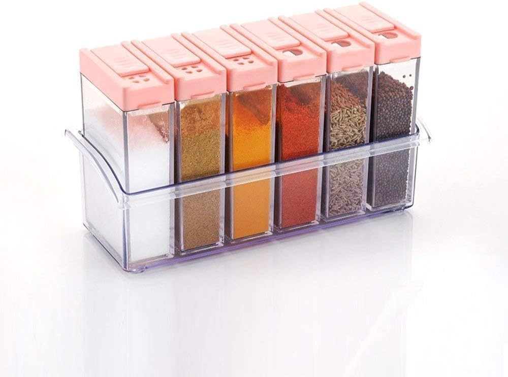 DeoDap Spice Jar 6 Pcs Set, Cereal Dispenser Easy Flow Storage, Idle for Kitchen- Storage Box Container