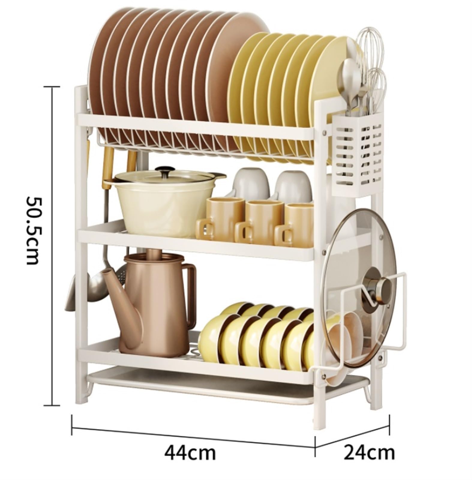 Escurreplatos y Soporte para Utensilios Que Ahorra Espacio en la encimera de la Cocina. Solución de Almacenamiento Duradera y Resistente (Negro 4 en 1).
