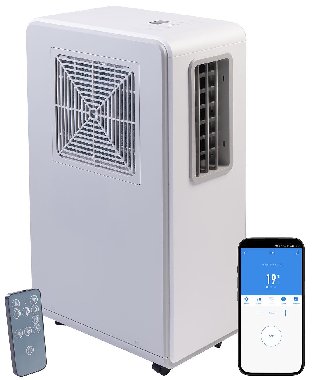 Sichler Haushaltsgeräte Klimaanlage mobil leise | Mobile Klimaanlage ohne Außengerät, WLAN, App
