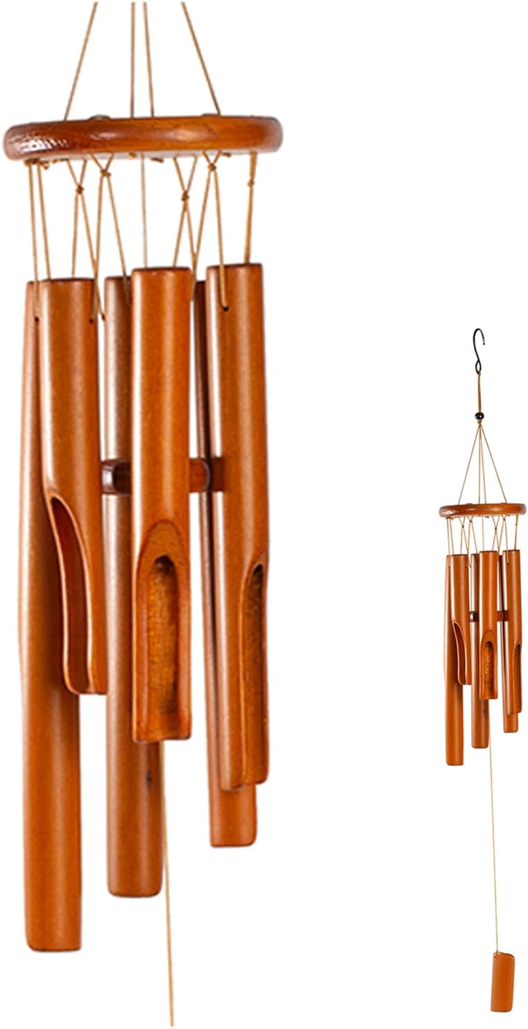 Sansnow Wooden Wind Chimes Outdoor/Indoor, Natural Bamboo Wind Chimes