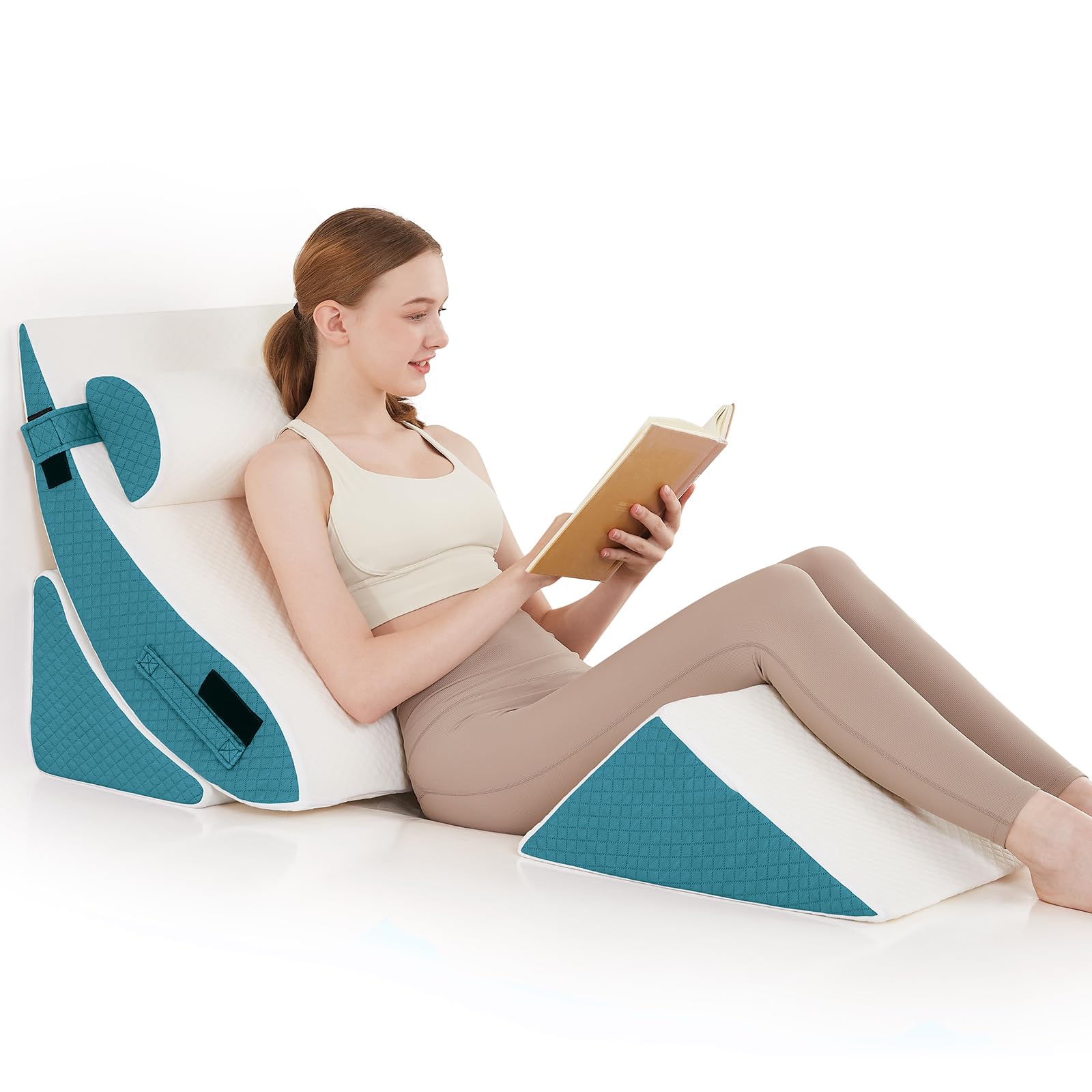 4PCS Orthopedic Bed Wedge Pillow Set for Sleeping - Adjustable Triangle Pillow Wedge for Neck Back and Leg Pain Relief - Post Surgery Pillow for Sleeping & Acid Reflux & GERD & Snoring