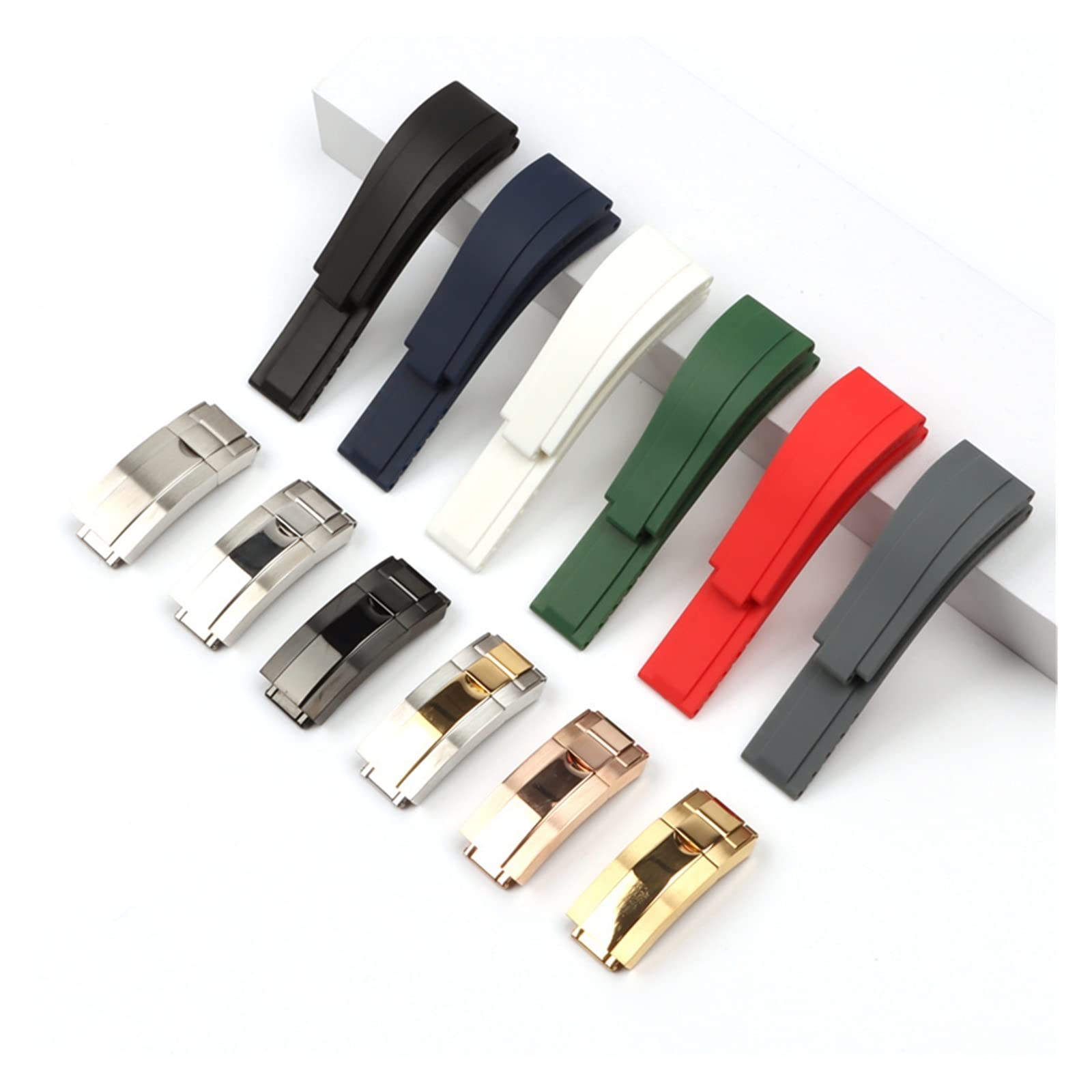 Correa de reloj de silicona suave de 20 mm compatible con Daytona Submariner GMT OYSTERFLEX Pulsera con hebilla plegable