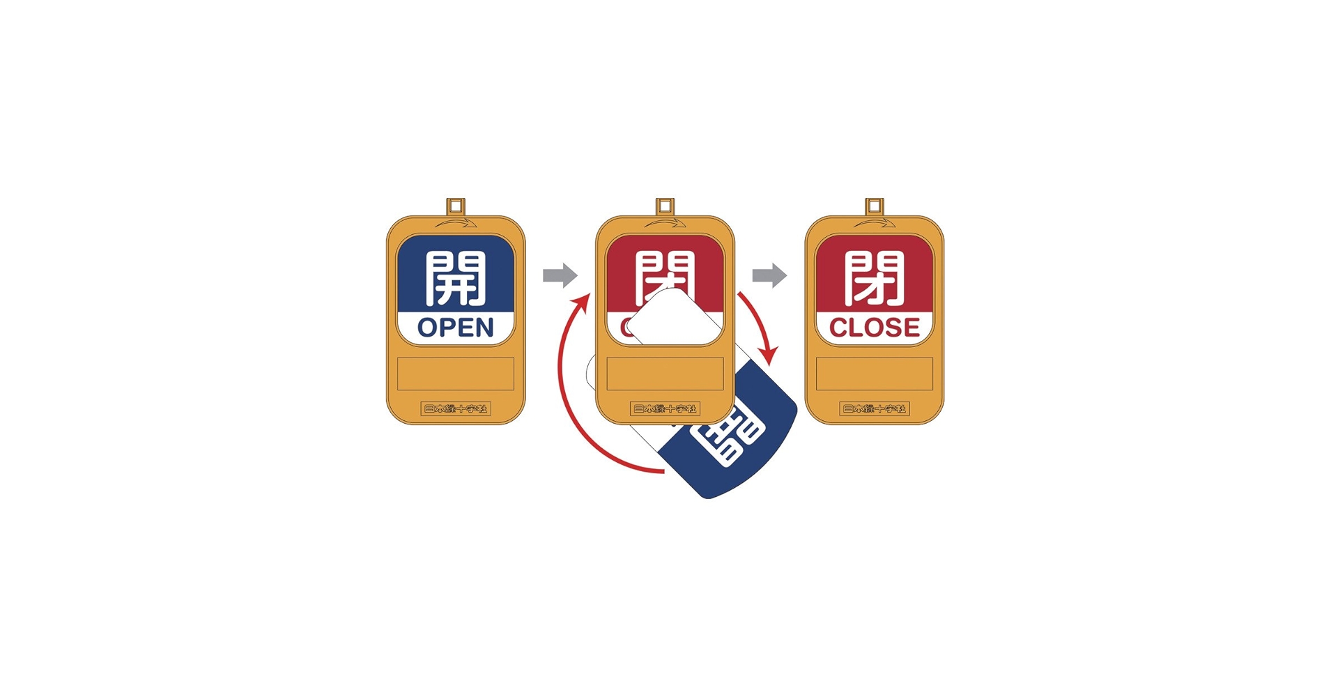 Amazon | 日本緑十字社 緑十字 回転式バルブ開閉札 開OPEN(青