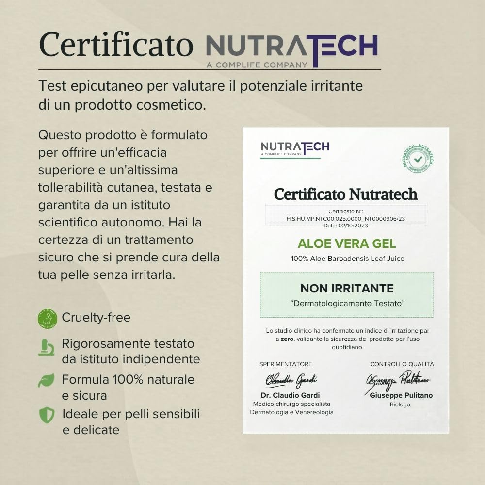 Aloe Vera Gel Puro, da coltivazione biologica. Per Viso, Corpo e Capelli. Idratante, rinfrescante post scottature solari, post depilazione e rasatura.(Confezione da 2 x 200 ml)