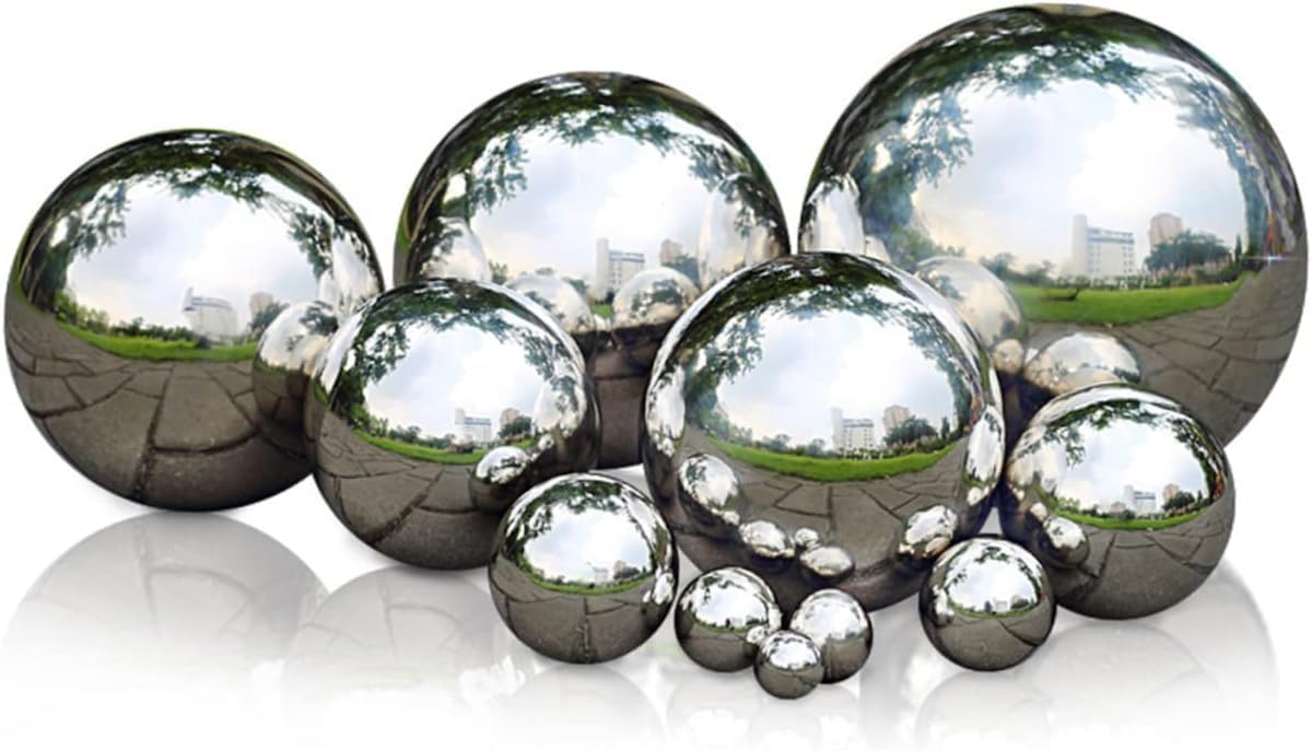 DULAI Garden Gazing Globe Ornament Balls Outdoor Gazing Mirror Mirror Outdoor Mirror Reflective Mirror Sphere Mirros Steel Ball Bearing Mirror Polishing Ball Reflector Stainless Steel, 120Mm