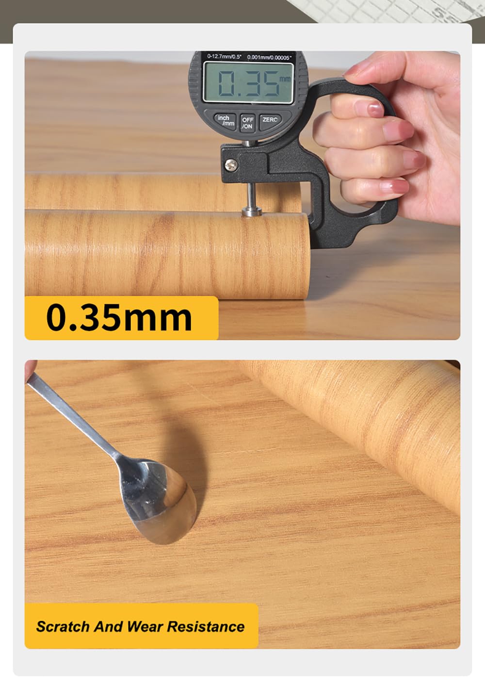 Carta da parati autoadesiva opaca in vinile con venature del legno, rivestimento per piano di lavoro da cucina, design con fessure per guida d'aria, rotolo da 30 cm x 5 m