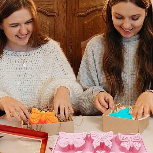 Miniatura 6 de Paquete de 2 moldes de silicona de mariposa 3D con temática de mariposas para hornear, herramienta de hornear para pastel de chocolate, postre,
