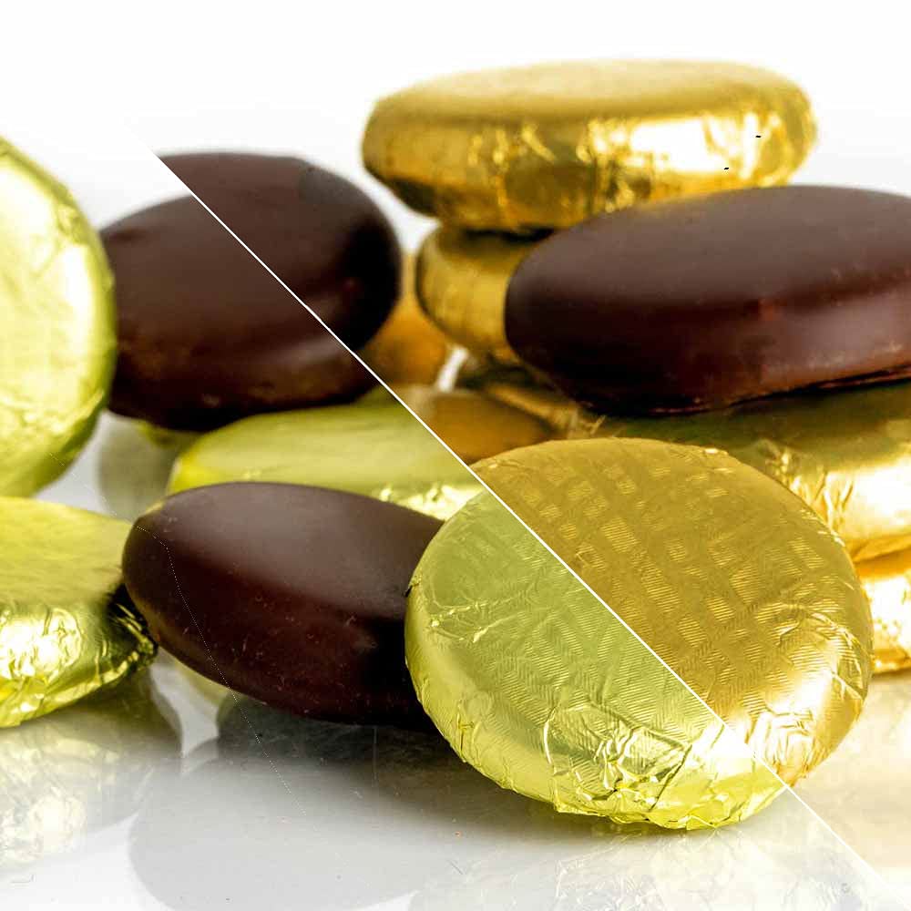 Whitakers Dark Chocolate Creams - Gold & Yellow Foiled Fondant Cremes (Salted Caramel & Ginger, 800g)