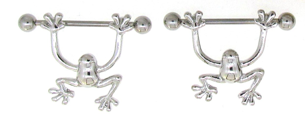 Body AccentzNipple Ring Bars Frogs Body Jewelry Pair 14 Gauge 9/16'''' BAR Pair