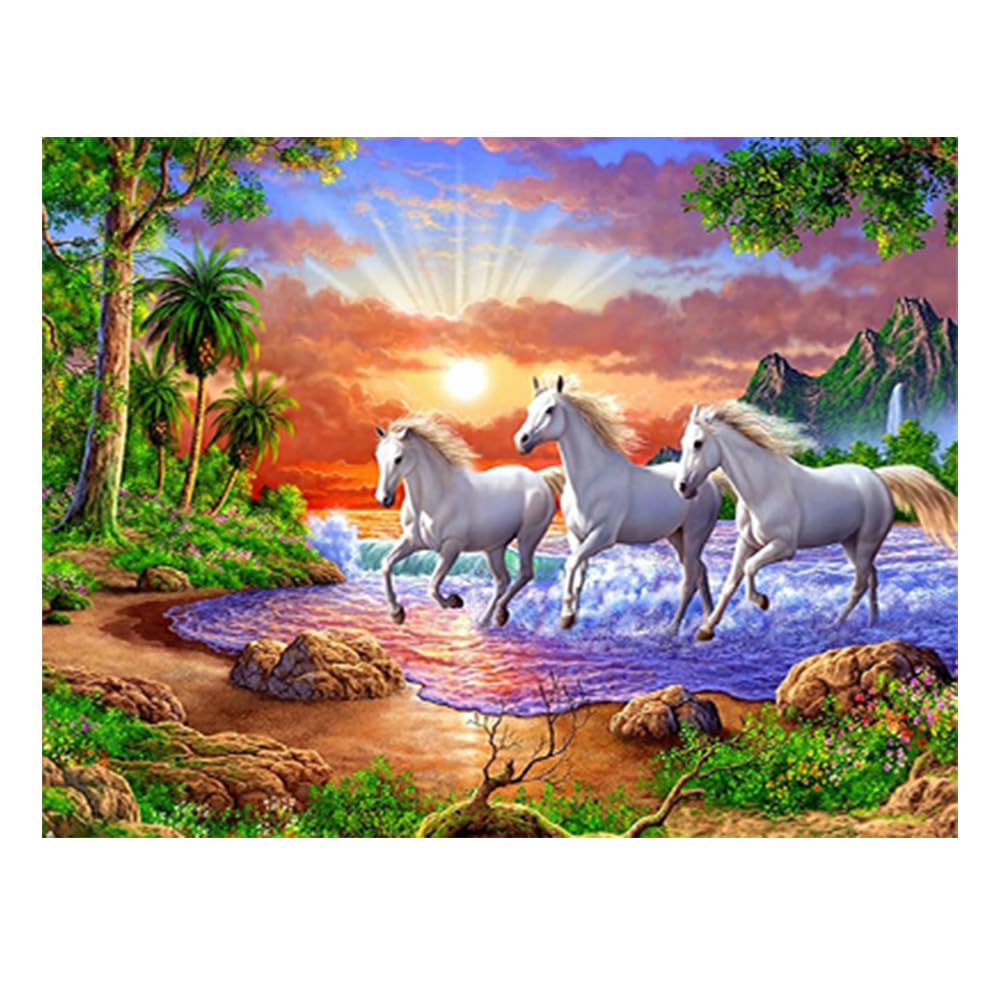 SHEGZHUC Diamond Painting Animali 4 Pezzi 30x40cm Diamond Painting Leone Drago Cavalli Elefante Puzzle Diamond Leone Drago Cavallo Elefante Puzzle con Diamanti 5D Animali Ricamo Animali Punto Croce
