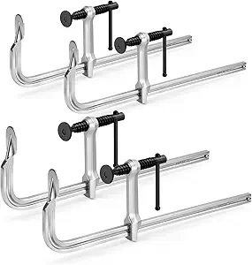 Bar Clamps 4-Pack, 12-Inch Light-duty Drop Forged Steel F Clamps (450 lbs) for Welding and Woodworking