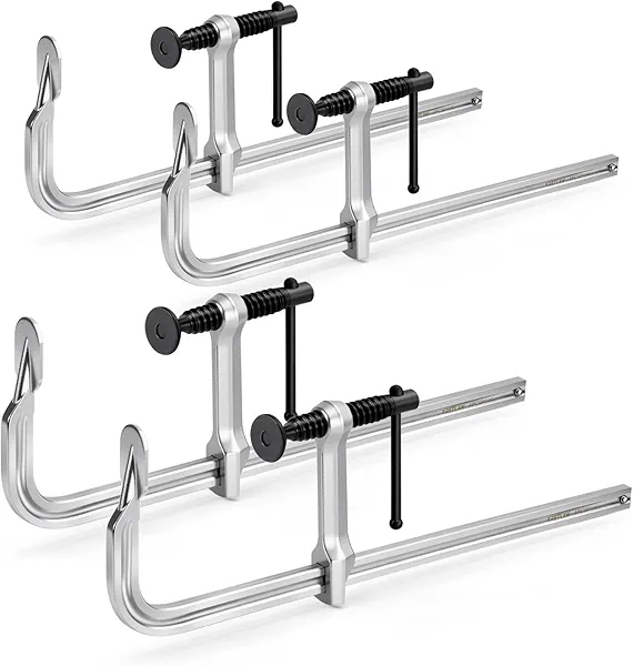 Bar Clamps 4-Pack, 12-Inch Light-duty Drop Forged Steel F Clamps (450 lbs) for Welding and Woodworking