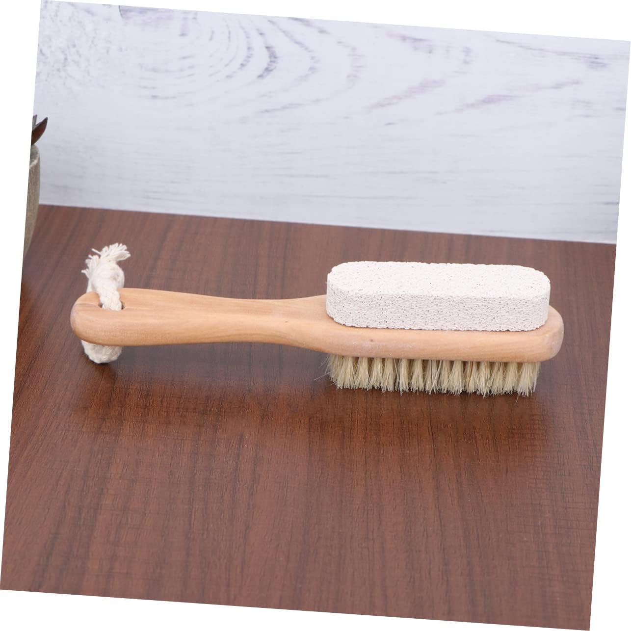 FRCOLOR Double Sided Pumice Foot Brush with Bristles Callus Remover Scraping Plate for Dead Skin Removal Portable Pedicure Tool for Smooth Heels and Feet Care