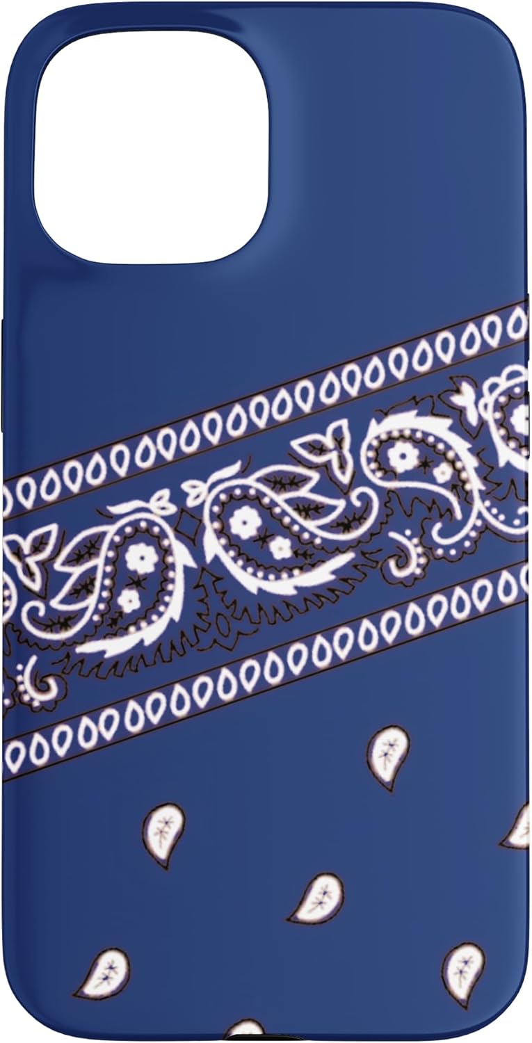 Navy Blue Bandana Style Urban Paisley Print Art Pattern Case for iPhone 14 Plus