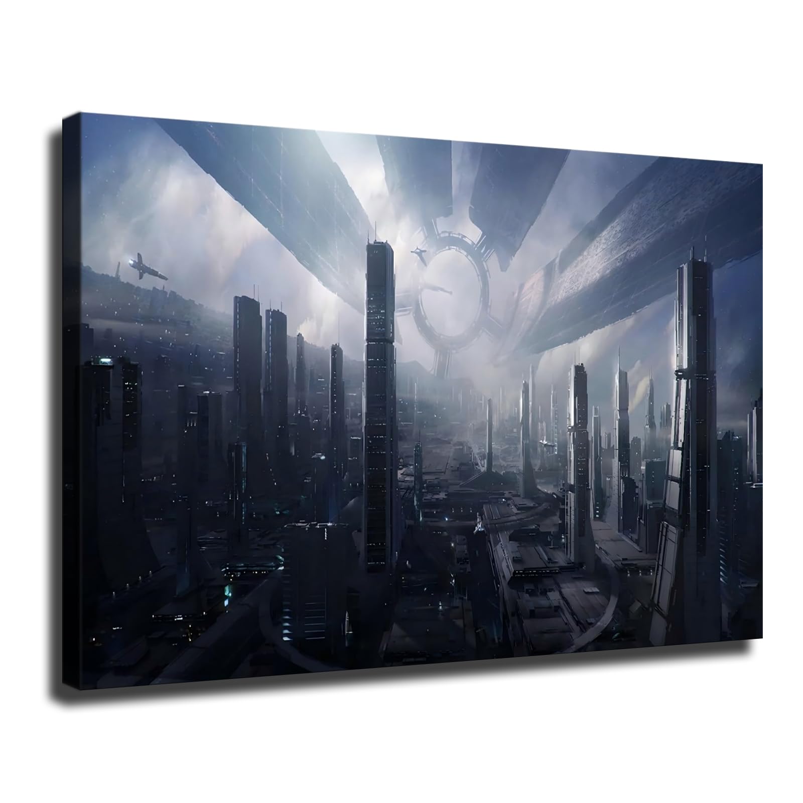 Mass Effect Castle Poster Canvas Wall Art,Mordern Print Picture Oil Painting, Aesthetic Children's Room Bedroom Living Room Home Decor (Framed,08 *