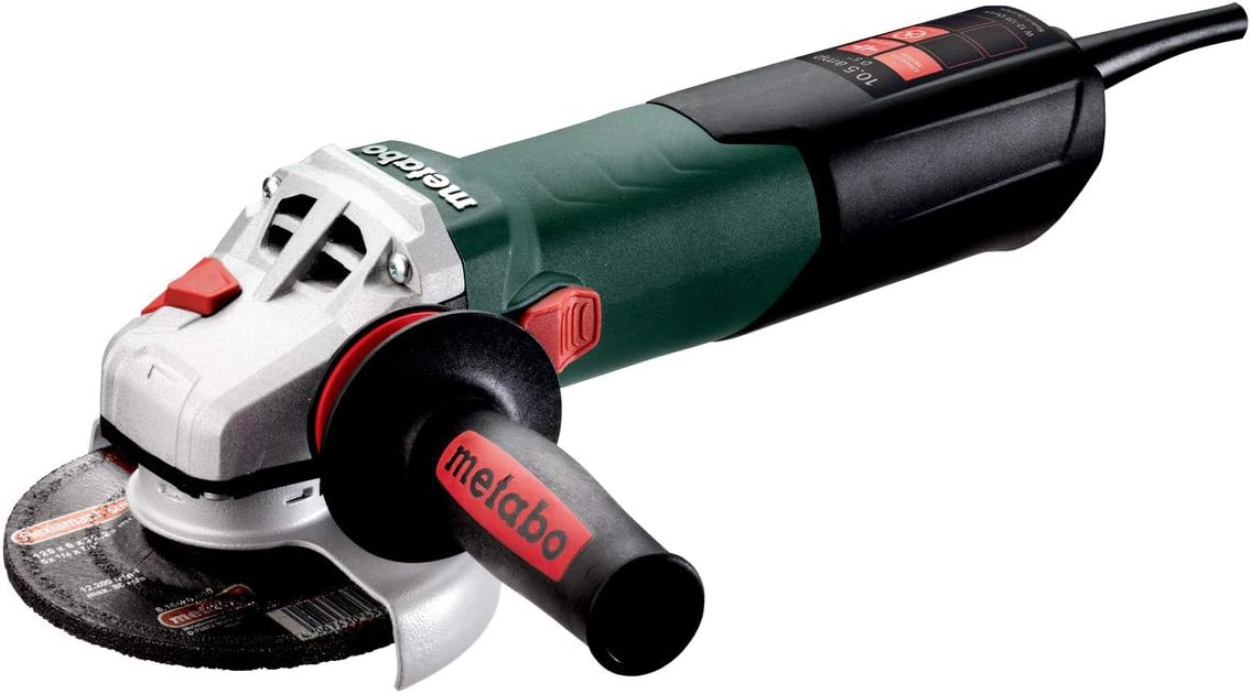 Metabo W12-125 Quick Angle Grinder with side handle and grinding disc