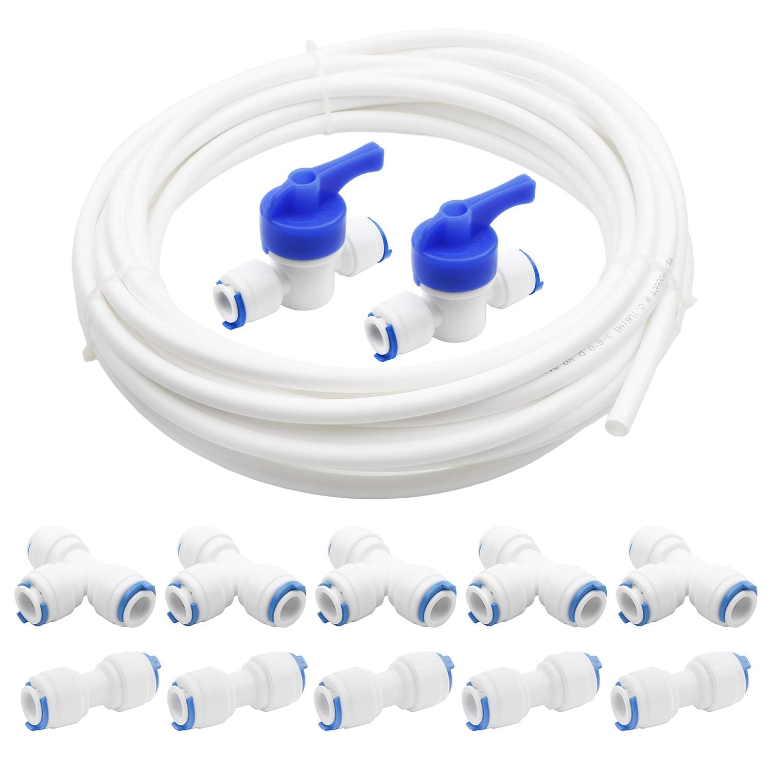 AAMERIA 1/4 inch 10 Meters Length PE Tubing Hose Pipe for RO Water Filter System White, 1/4 inch (6MM) Quick Connect Water Purifiers Tube Fittings(I +T+ Ball Valve with Locks)-image-10