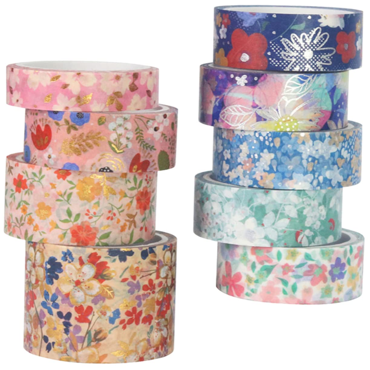 Angoily 4 Sätze Washi Tape Mit Blumenmuster Diy Papierklebebänder Für Scrapbooking Journaling Und Bastelprojekte 9 Rollen * 4