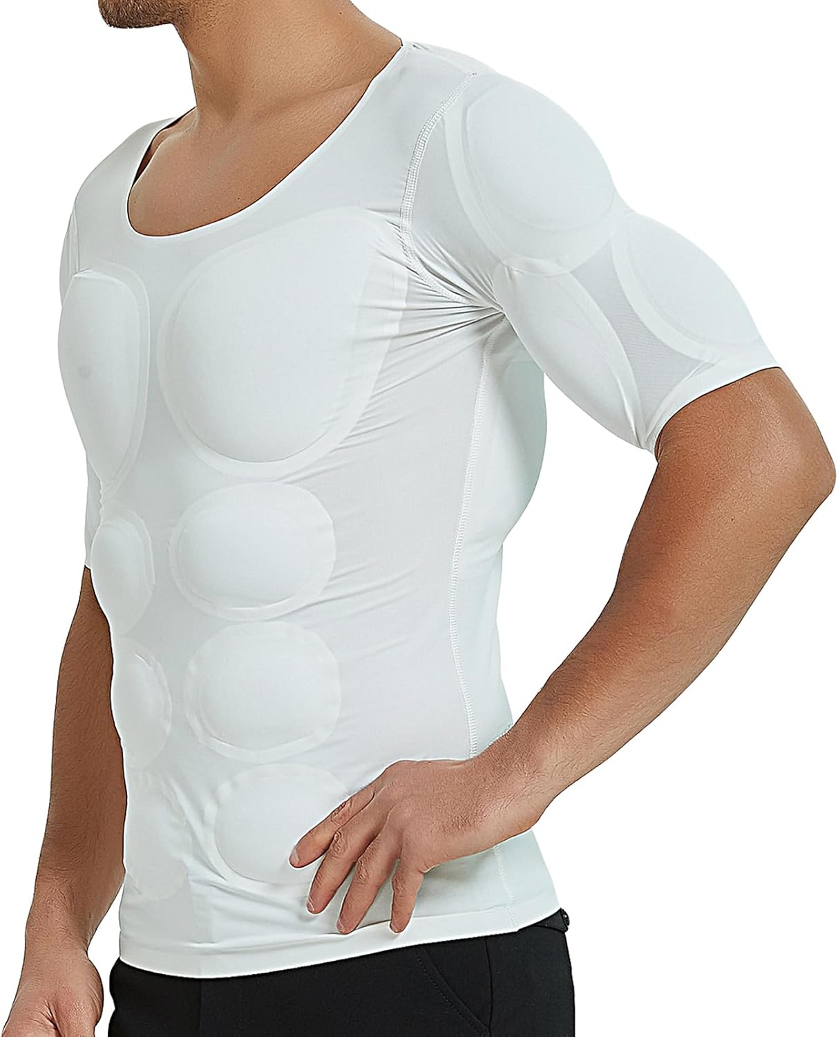 Fake Muscle T-Shirts for Men, Shaper Enhancers Strong Shoulders Padded Underwear, Make Your Body More Improved