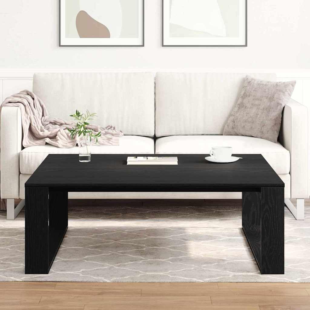 Stolik kawowy o wyglądzie czarnego dębu, 100 x 100 x 35 cm, materiał drewnopochodny, kwadratowy stół do salonu, do nowoczesnych pomieszczeń, trwały, łatwy w pielęgnacji