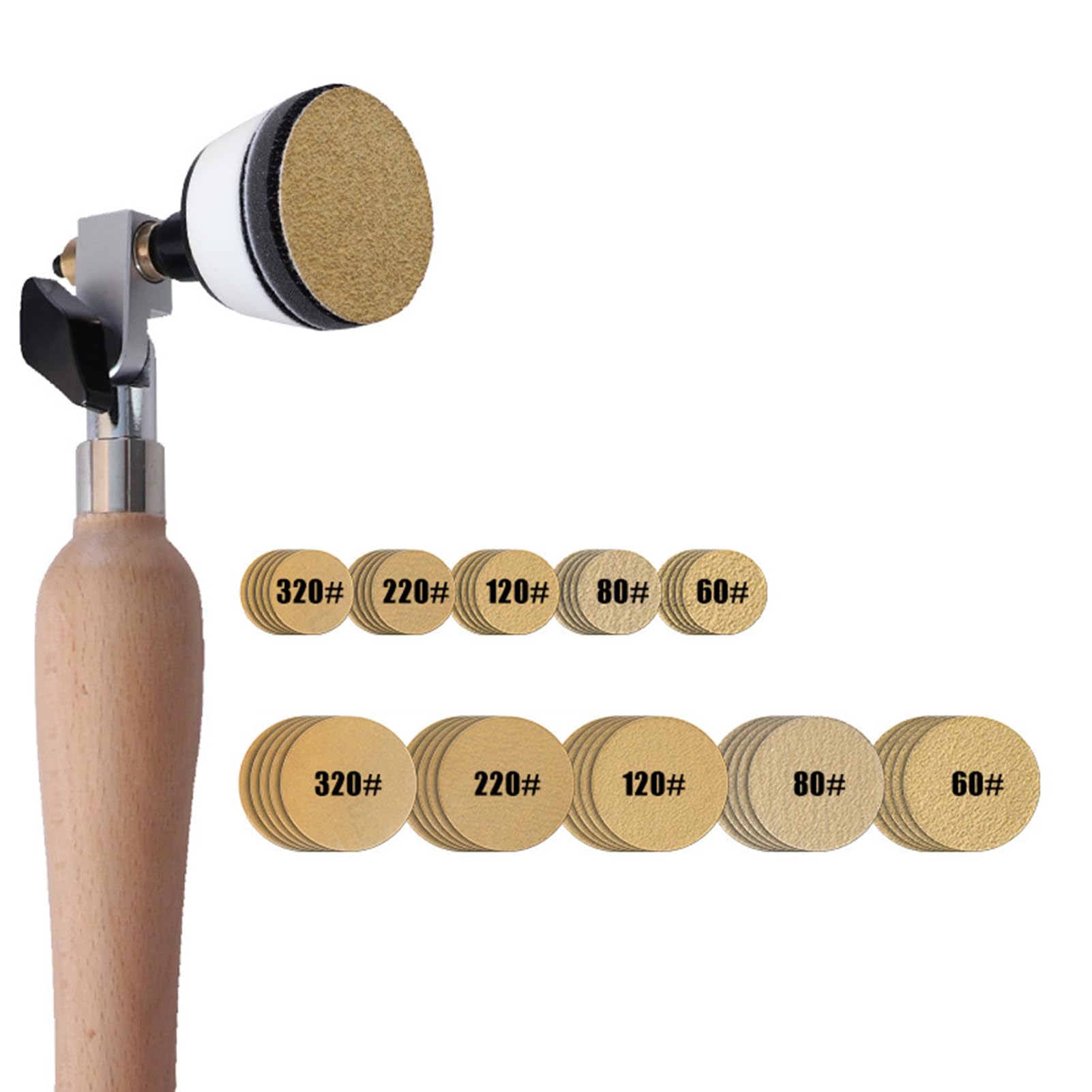 Lijadoras pequeñas para espacios reducidos, kit de lijadora de cuenco | mango largo de madera dura, herramienta de lijado de madera, lijadora para cuencos y platos