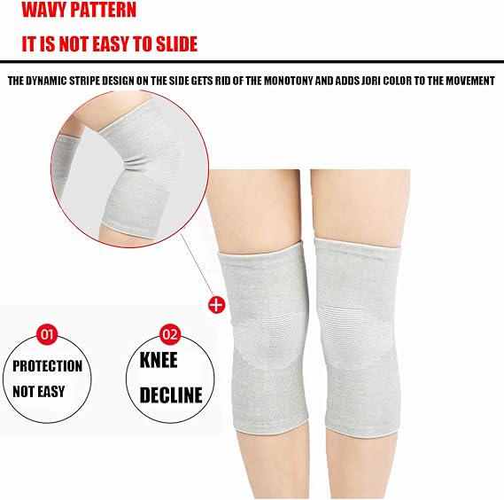 Bamboo Knee Compression Sleeve, Bamboo Knee Support for Night Sleep, Osteoarthritis Knee Support, Unisex Bamboo Charcoal Elastic Knee Brace Kneecap Protective Pads Support-Gray