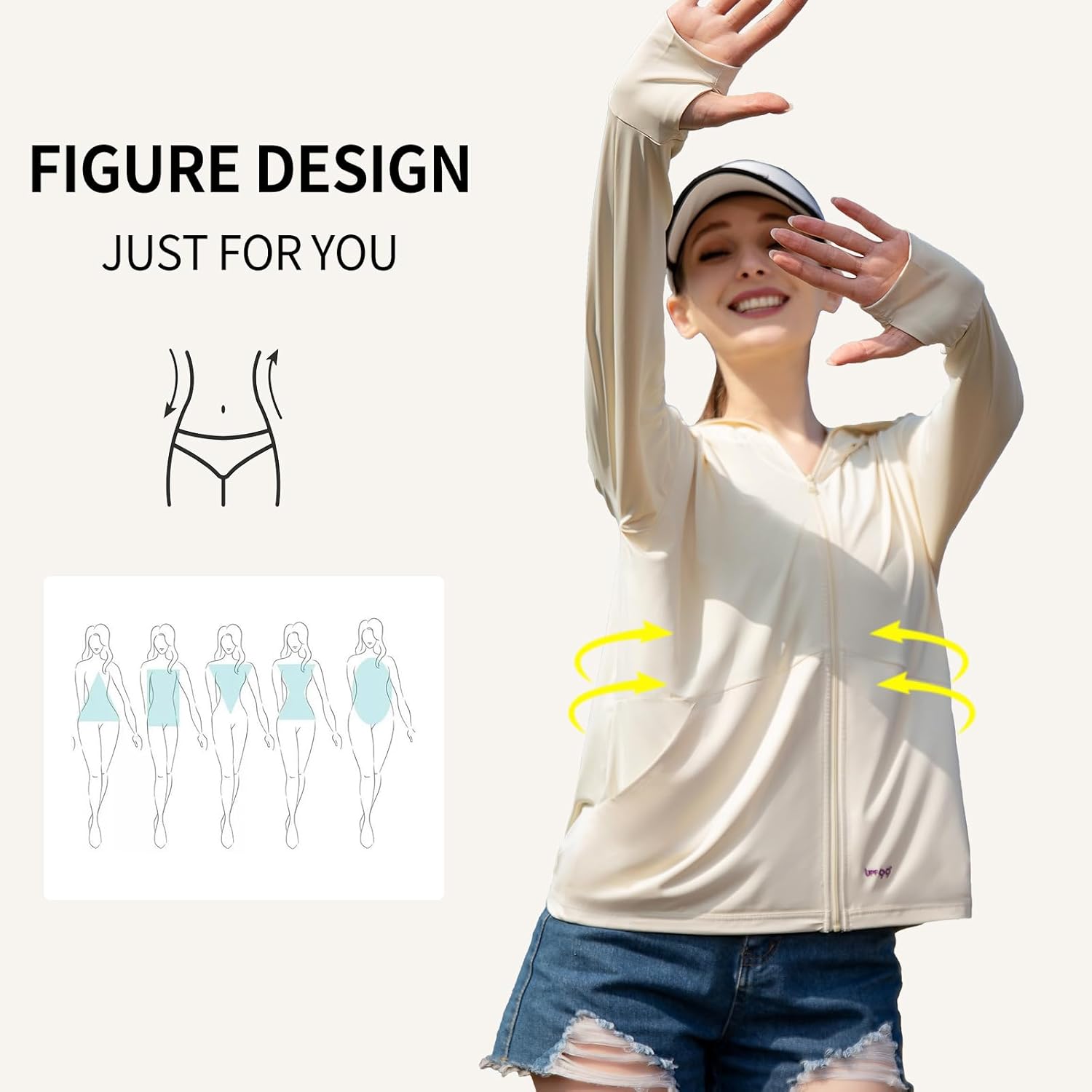 Sun Hoodie UV Protection - Comfy UPF 99+ Sun Jacket w/Long Sleeve, Zipper, Pocket for Hiking, Running, Cycling