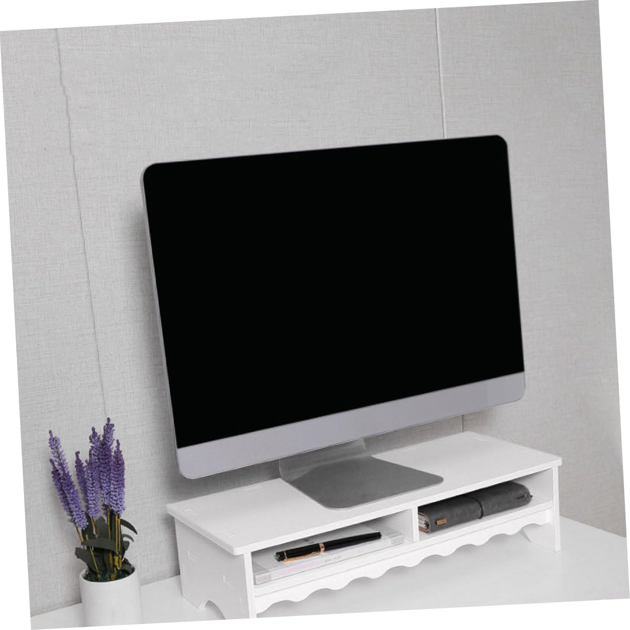 Support Ordinateur Portable Blanc avec Rangement Bureau, Bureau