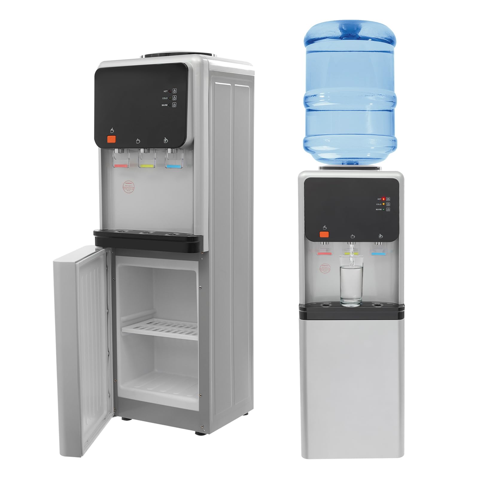 Dozownik wody, 500 W, z funkcją ogrzewania i chłodzenia, dozownik wody pitnej do domu, biura, sypialni, salonu, 5 l + 2 l, automatyczny dozownik wody, 30,5 x 31 x 96 cm
