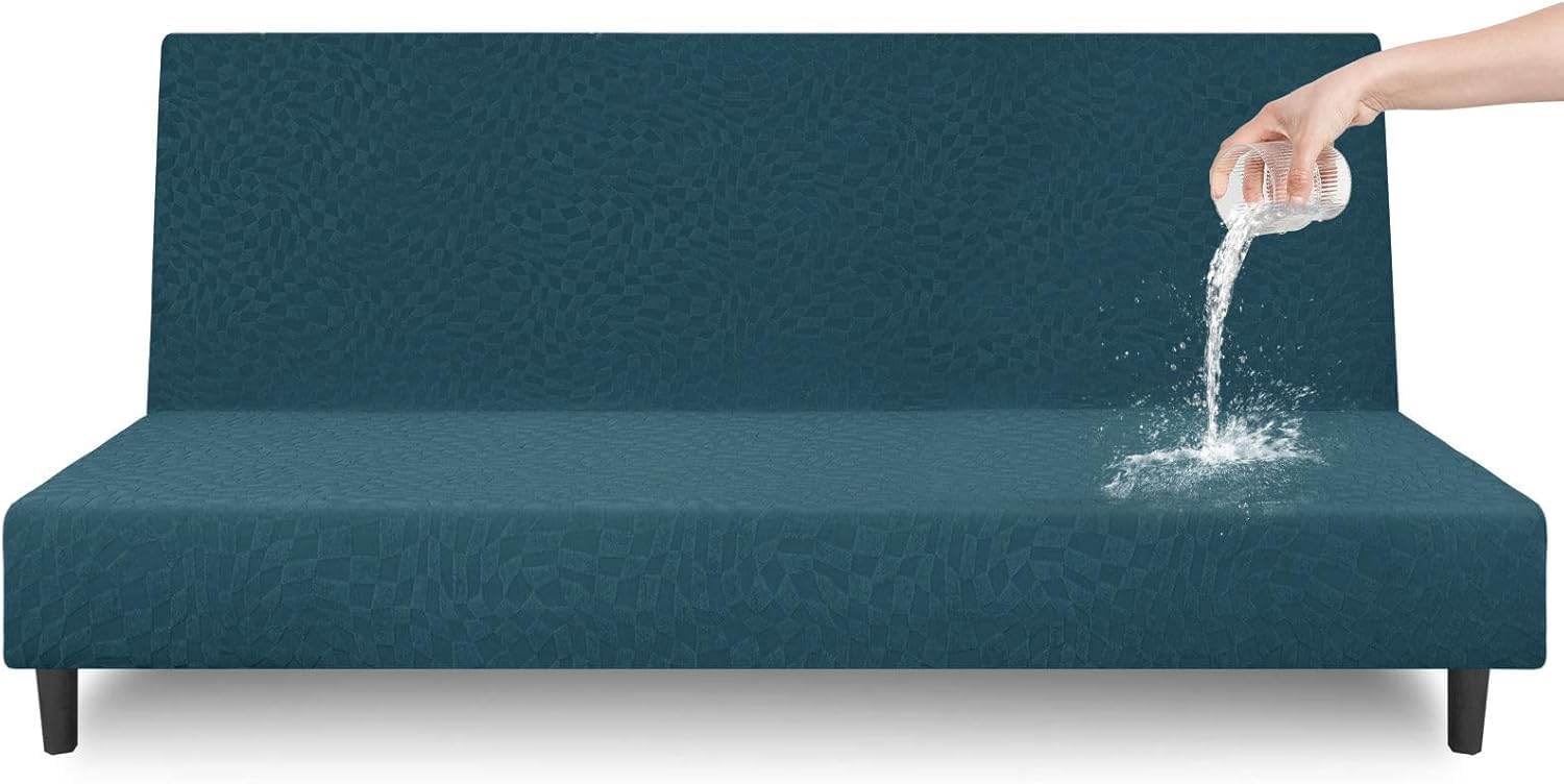 Funda para futón elástica antideslizante, solución lavable a manchas y líquidos en azul