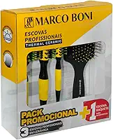 Marco Boni Kit Prof 3 Escovas Thermal Ceramic E 1 Escova Raquete Desembaraçante 6204 Amarelo 4 Unidades.