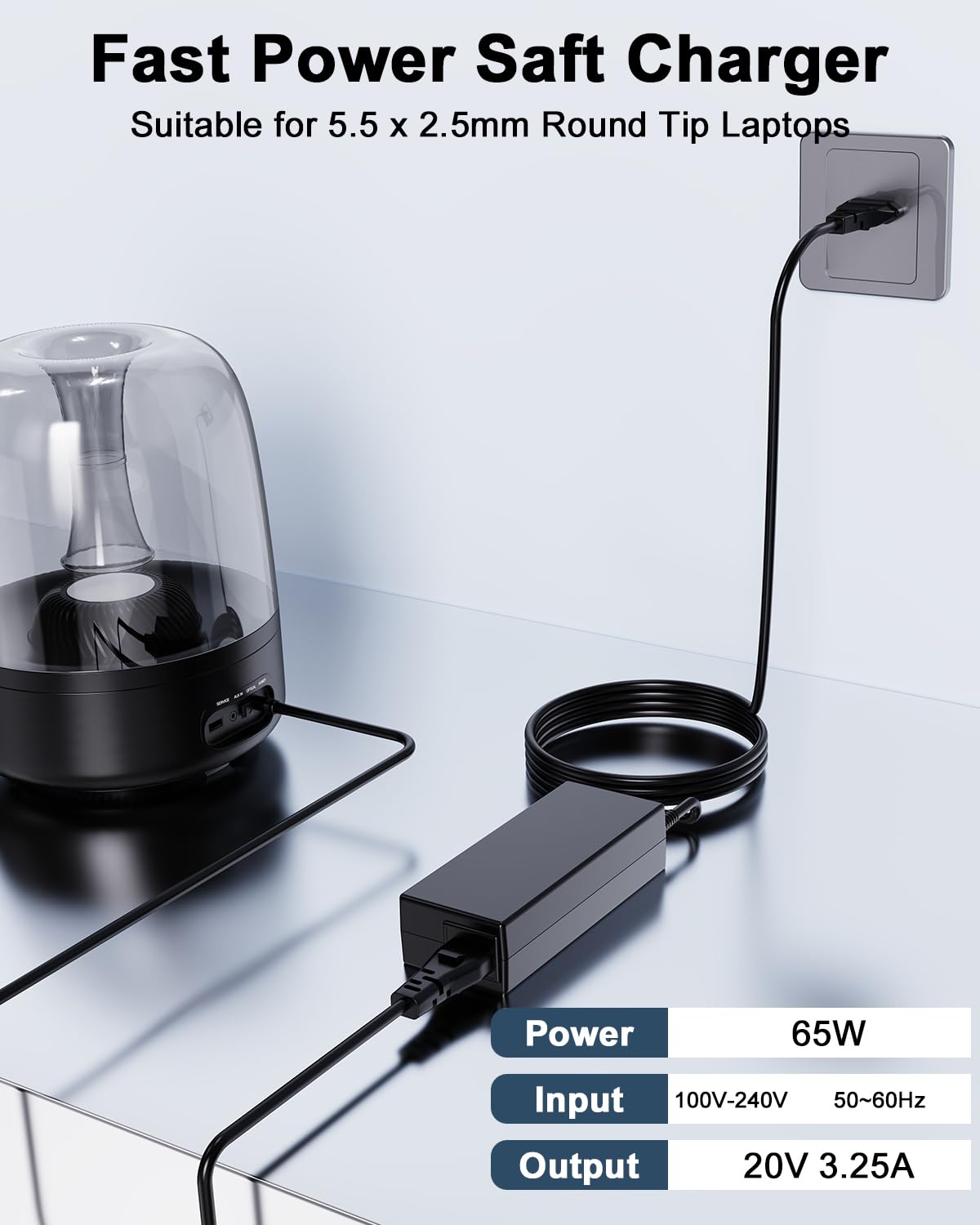 19V 65W Ladegerät Netzteil Kompatibel mit Teufel ROCKSTER Cross, Harman Kardon Go Play, JBL Xtreme, Xtreme 2, Extreme Plus, FUGOO Style Sport Tough XL Bluetooth Lautsprecher Ladekabel Adapter