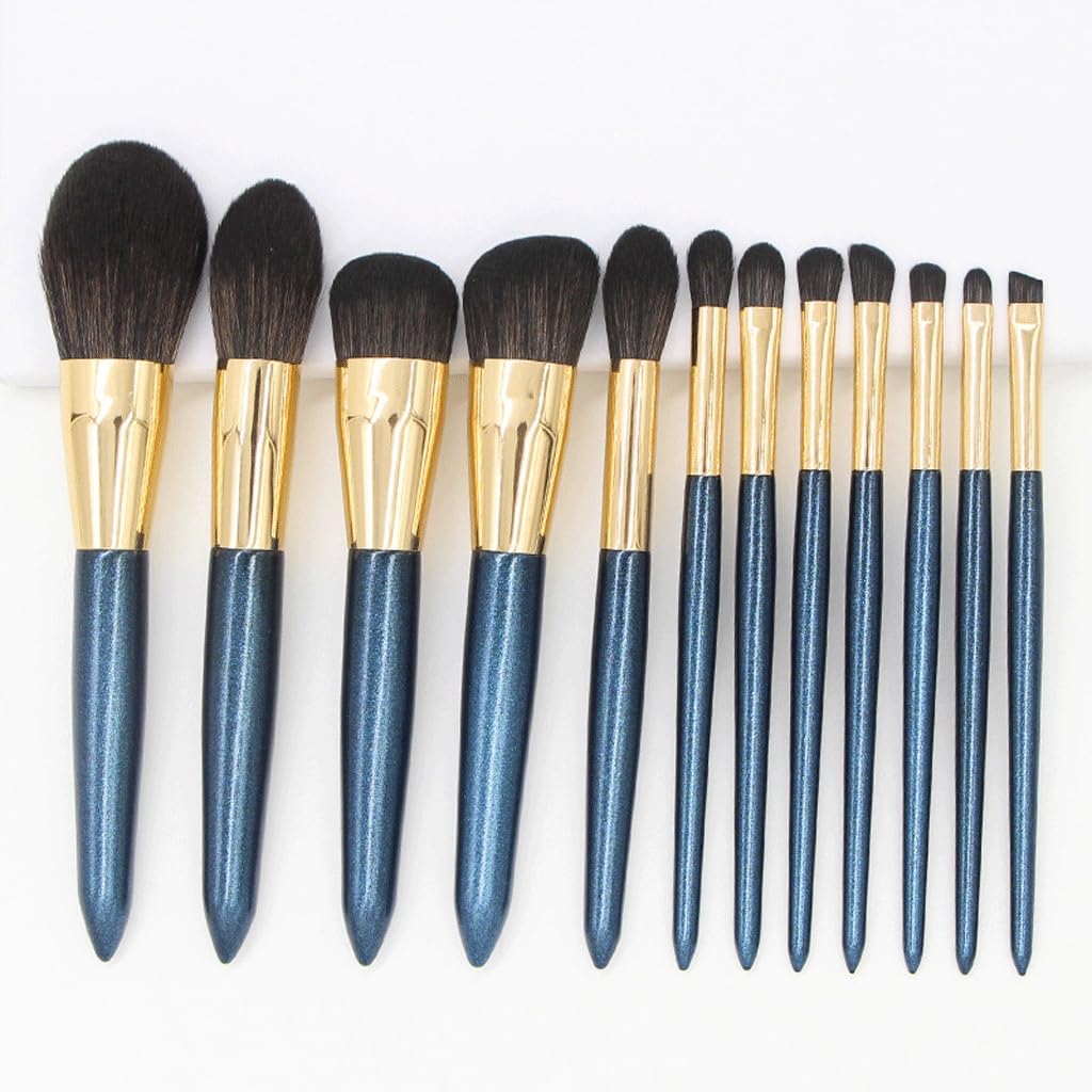 Juego de brochas de maquillaje de 12 piezas en polvo, colorete, brocha for sombra de ojos, juego completo de herramientas de belleza