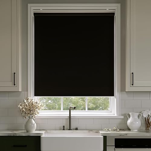 Miniatura 31 de Persianas Enrollables Inalámbricas Opacas para Ventanas que Oscurecen la Habitación con Sistema de Resorte, Protección UV, Persianas de Ventana y