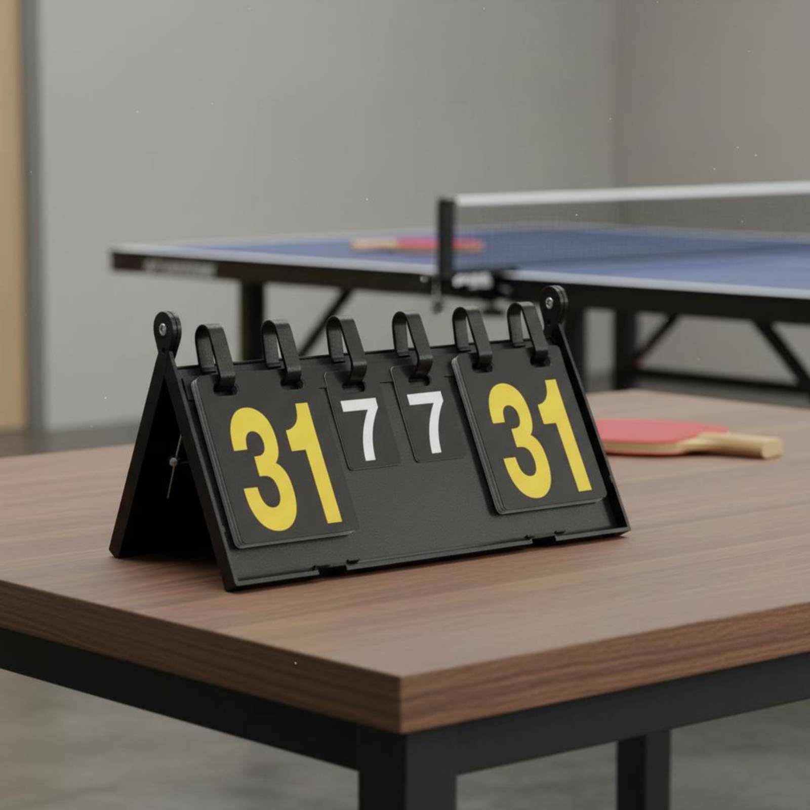 Qianly Tabellone Segnapunti Sportivo Manuale Flip Segnapunti Contapunti Tabella Punteggio con Numeri Giganti Ben Visibili Carte in PVC a Scorrimento Design, Rosso+Blu, PVC 4 Cifre