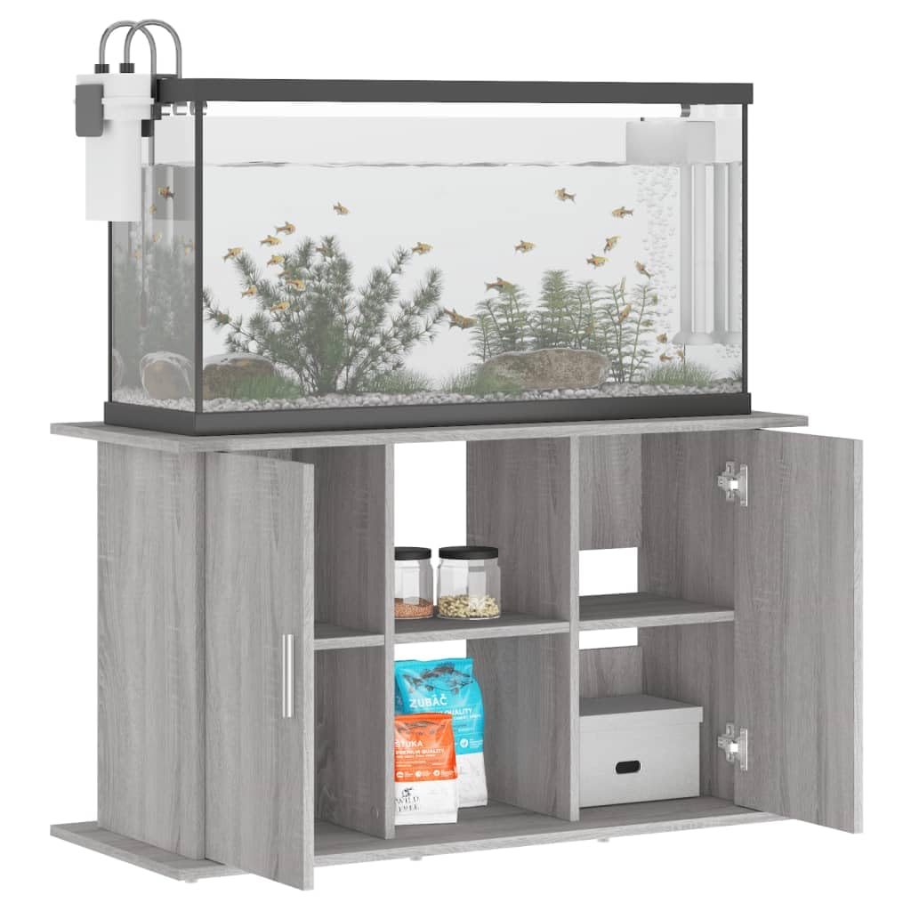 Mangloder - Soporte para acuario Sonoma gris de madera, 101 x 41 x 58 cm, armario inferior para acuario, con espacio de almacenamiento para alimento de peces, filtros y accesorios, para salón, oficina