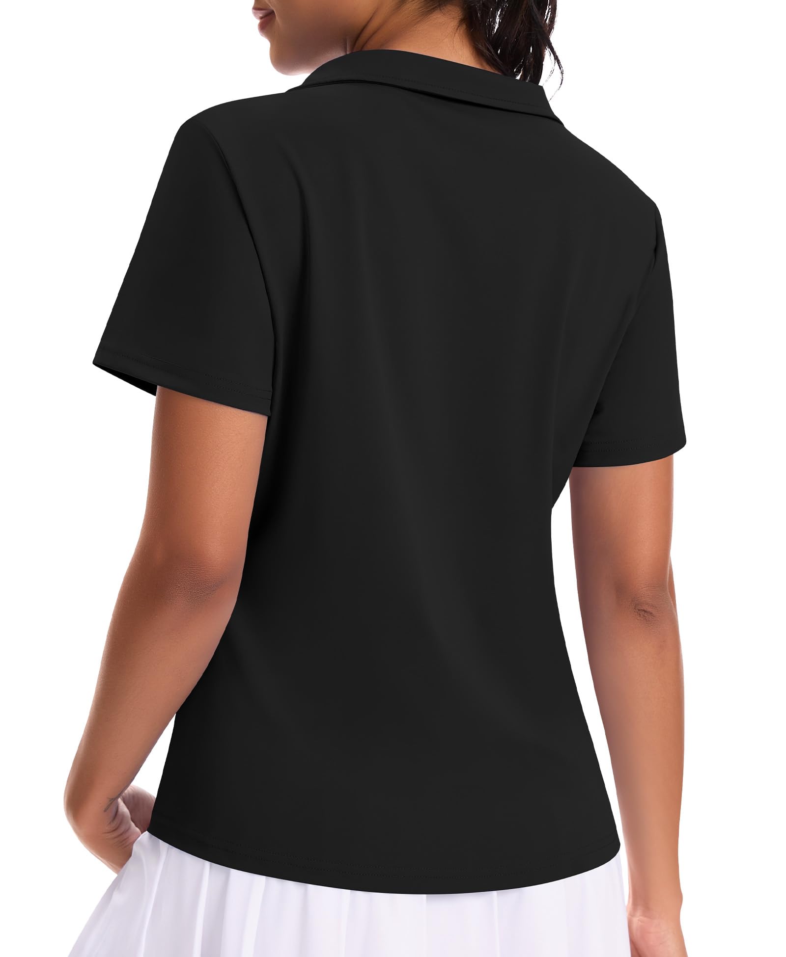 JoyGirl Polo da golf a maniche corte da donna UPF 50+ con scollo a V, maglietta leggera per sport, tennis, traspirante, top da palestra