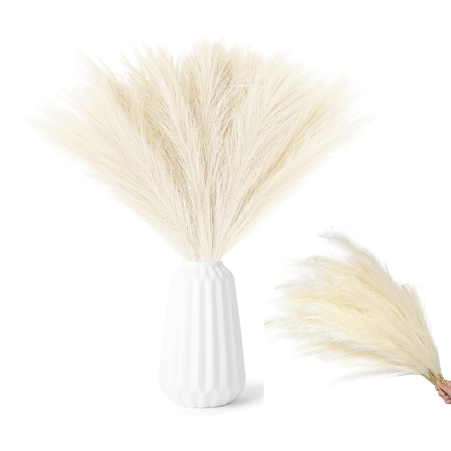 RXKFIGX 30 pcs Pampas Grass Artificial, 55cm Champagne Pampas Grass Deco, Pampasgra Deco Dried Flowers Dried Flowers Deco Artificial Flowers Plants for Wedding Office Bedroom Living Room
