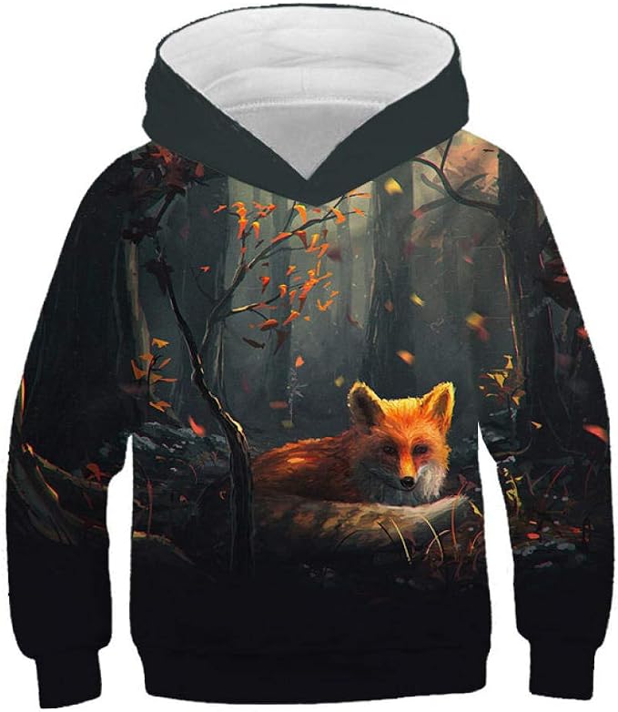 Ocean Plus Sweat à Capuche Garçon Imprimé Animaux - Sweat Enfant Manches Longues Doux Et Confortable