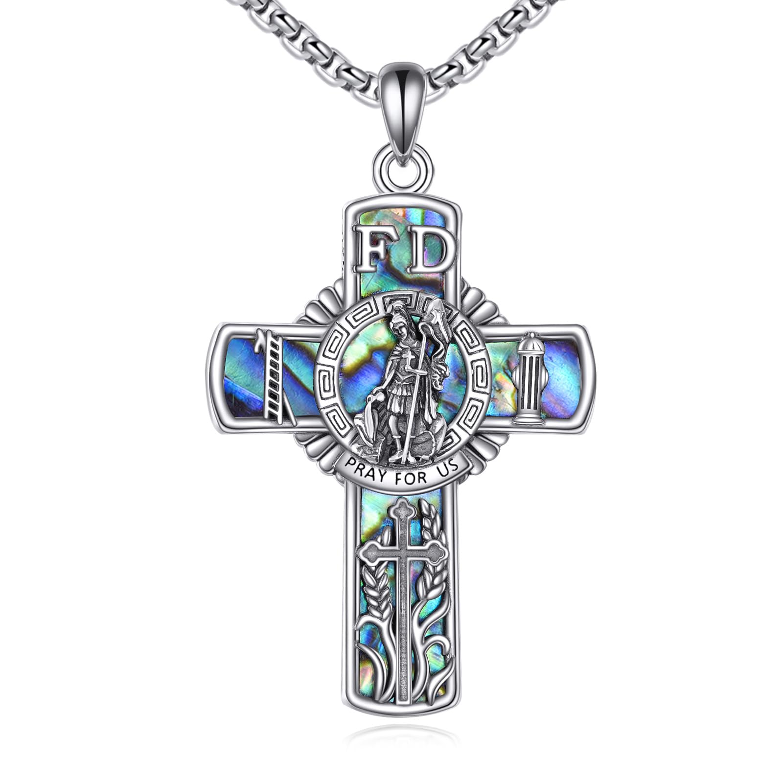 YFN Religiöse Beschützer Halskette Sterling Silber Anhänger Schmuck Geschenk für Herren Damen