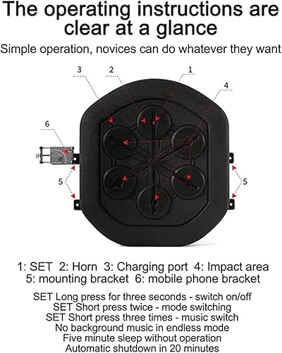 Miniatura 6 de Máquina de entrenamiento de boxeo para montaje en pared en casa, boxeador de música, enfoque inteligente electrónico, entrenamiento de agilidad,