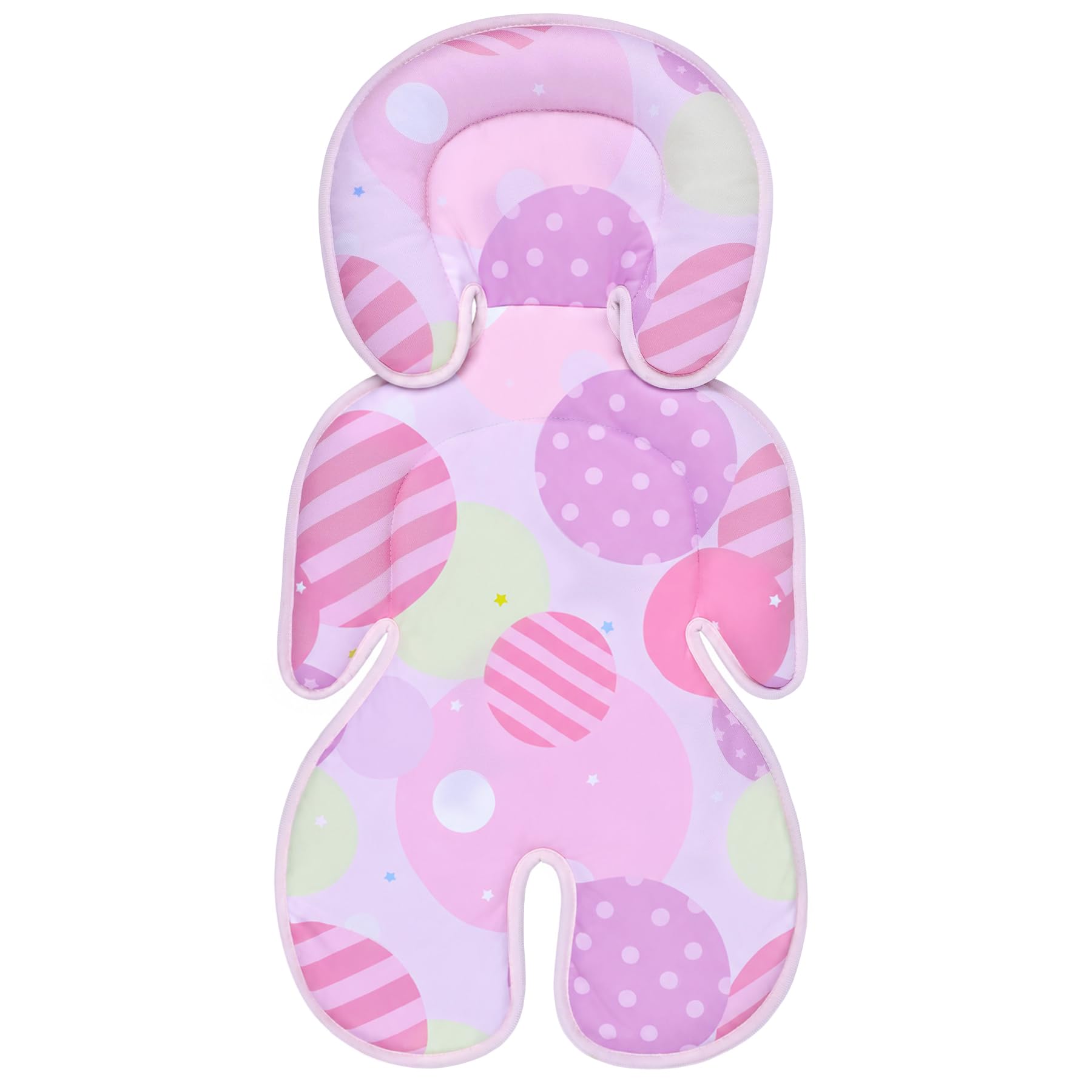 Infant Car Seat Insert, Dual-Sided Head and Body Support for All Season, Breathable Stroller Cushion Pad with Plush & Cooling Mesh, Newborn Seat Protector for Swing, High Chair, Pushchair (Pink)