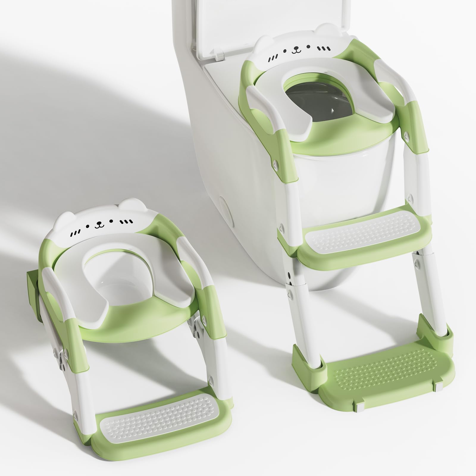 Sweetmirth Men's Green Potty Training Toddler Toilet Seat,Upgrade 3 In 1 Steps Stool,Multi-Functional Splash-Proof Guard,Foldable For Kids Boys Girls,Adjustable Toilet Seat Toddler In Bathroom(Green)