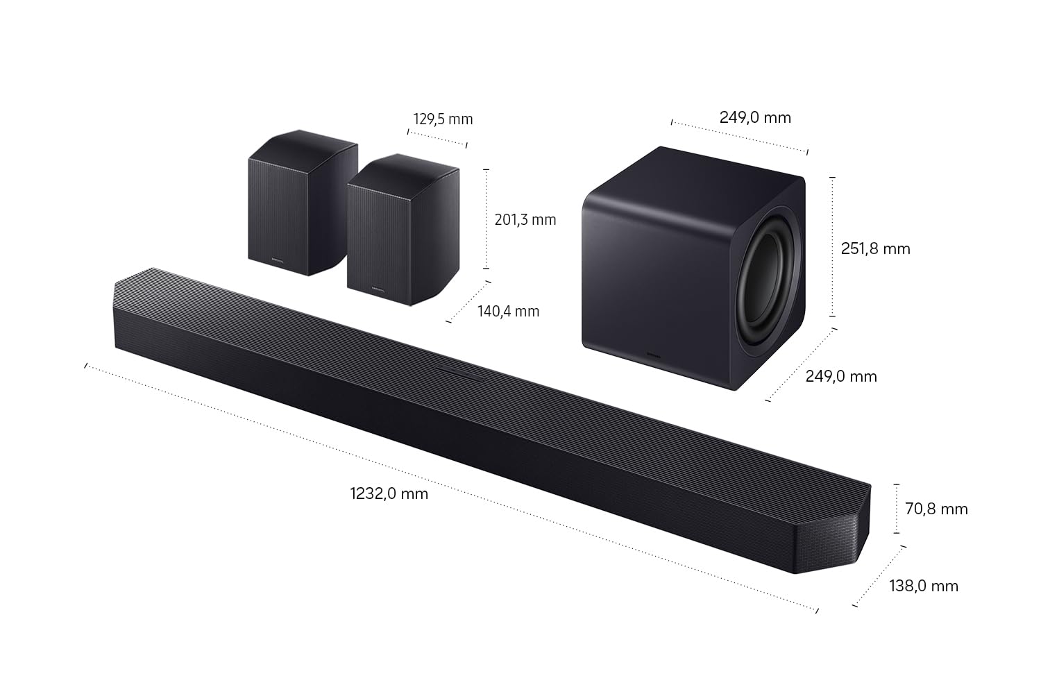Samsung HW-Q995GH / Q990H Q-Series 11.1.4-Kanal Surround-Soundbar für TVs, Kabelloser 8"-Dual-Subwoofer, 4.0.2-Rücklautsprecher, Kabellos Dolby Atmos & DTS:X, SpaceFit Sound Pro, Q-Symphony, Alexa