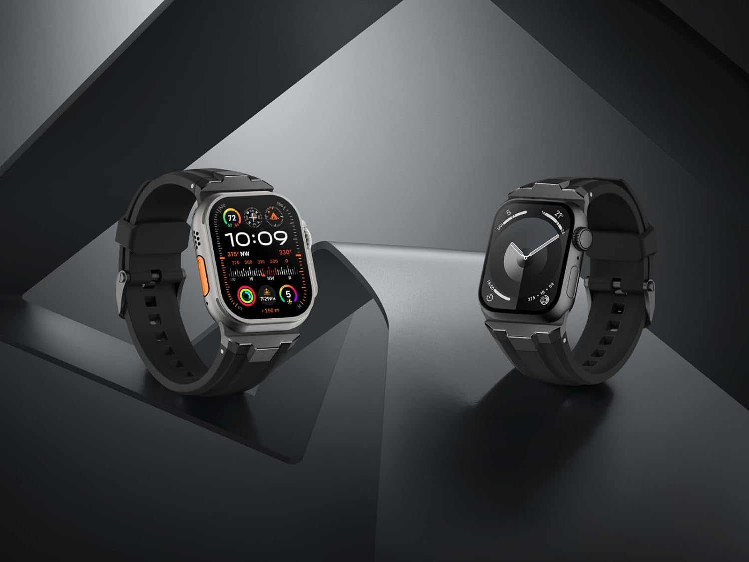 Suitisbest Sport Band for Apple Watch Ultra 2/Apple Watch Ultra Bands 49mm 45mm 44mm 42mm, Wide Rugged 316L Stainless Steel Connector Durable Silicone Band for iWatch Ultra 9 8 7 6 5 4 3 SE - Image 5