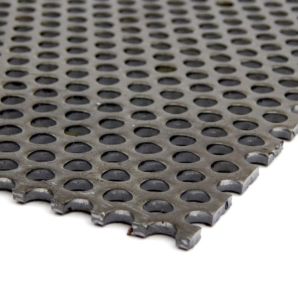 A36 Carbon Steel Perforated Sheet, Unpolished (Mill) Finish, Hot Rolled, Staggered 0.125 Holes, ASTM A36, 0.036 Thickness, 20 Gauge, 12 Width, 36 Length, 0.1875 Center to Center, OnlineMetals