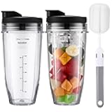Blender Cups Replacement for Ninja BN401 SS401 BN751 BN801, 24Ooz Blender Cups Replacement Parts with To-Go Lids Compatible with Ninja BL450 BL456 BL462 BL480 BN701 Foodi SS101 TWISTi SS151 SS351