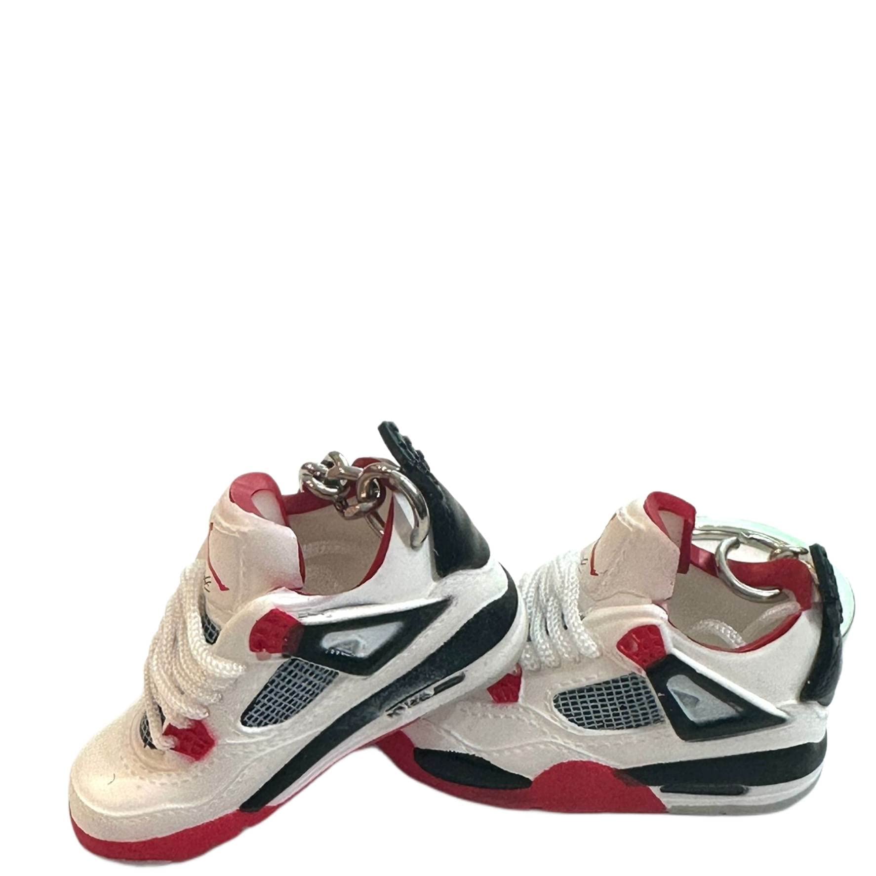 Mini Shoes Keychain Pair or Single With or Without The Box, Mini Kicks, Mini Sneaks,White & Red Mini Kicks Shoes Keychains